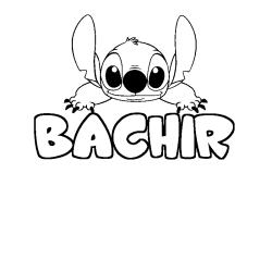 Coloring page first name BACHIR - Stitch background