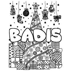 BADIS - Christmas tree and presents background coloring