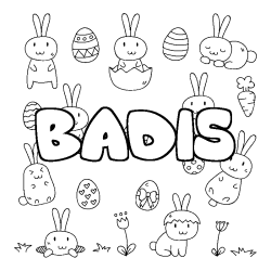Coloring page first name BADIS - Easter background