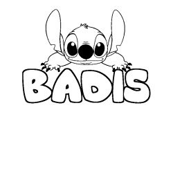 Coloring page first name BADIS - Stitch background