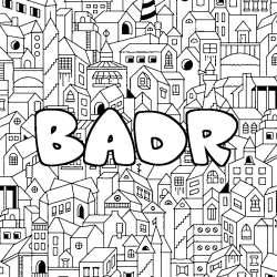 Coloring page first name BADR - City background