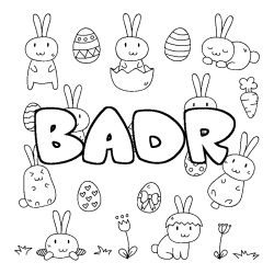 Coloring page first name BADR - Easter background