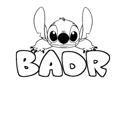 Coloring page first name BADR - Stitch background