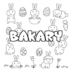 Coloring page first name BAKARY - Easter background