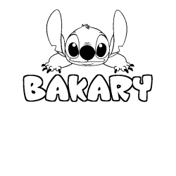 Coloring page first name BAKARY - Stitch background