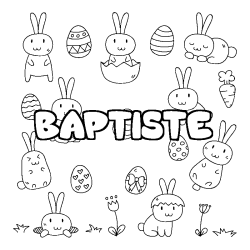 Coloring page first name BAPTISTE - Easter background