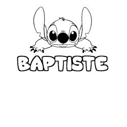 Coloring page first name BAPTISTE - Stitch background