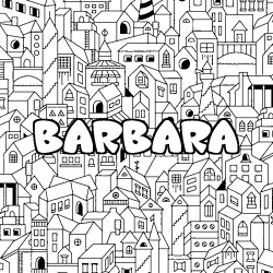 Coloring page first name BARBARA - City background