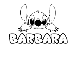 Coloring page first name BARBARA - Stitch background