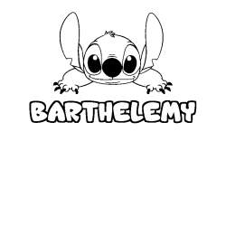 Coloring page first name BARTHELEMY - Stitch background