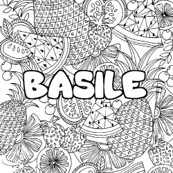 BASILE - Fruits mandala background coloring