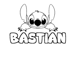 Coloring page first name BASTIAN - Stitch background