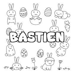 Coloring page first name BASTIEN - Easter background