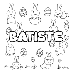 Coloring page first name BATISTE - Easter background