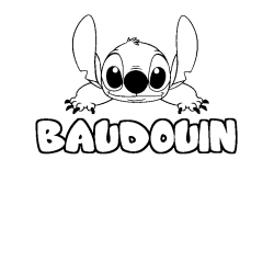 Coloring page first name BAUDOUIN - Stitch background