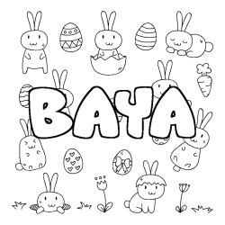 Coloring page first name BAYA - Easter background