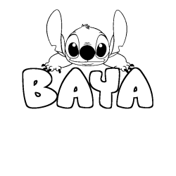 Coloring page first name BAYA - Stitch background