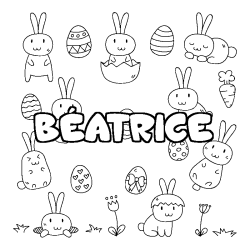 Coloring page first name BÉATRICE - Easter background