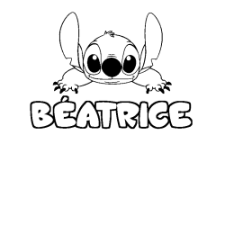 Coloring page first name BÉATRICE - Stitch background