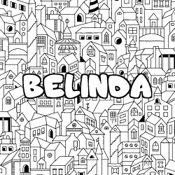 Coloring page first name BELINDA - City background