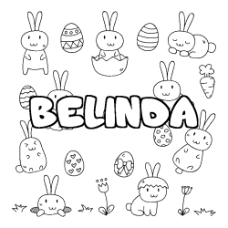 Coloring page first name BELINDA - Easter background