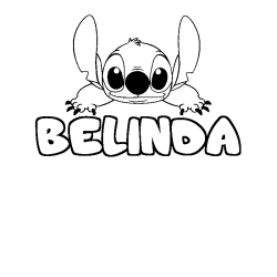 Coloring page first name BELINDA - Stitch background