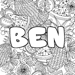 BEN - Fruits mandala background coloring