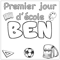 Coloring page first name BEN - School First day background