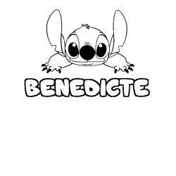 Coloring page first name BENEDICTE - Stitch background