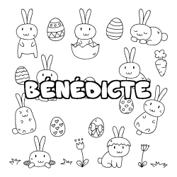 Coloring page first name BÉNÉDICTE - Easter background