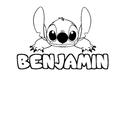 Coloring page first name BENJAMIN - Stitch background