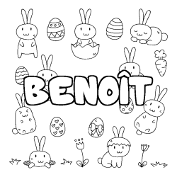 Coloring page first name BENOÎT - Easter background