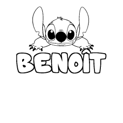 Coloring page first name BENOÎT - Stitch background