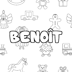 Coloring page first name BENOÎT - Toys background