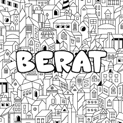 Coloring page first name BERAT - City background