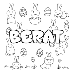 Coloring page first name BERAT - Easter background