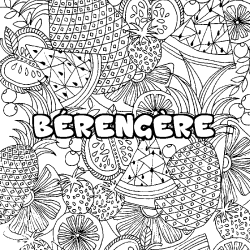 Coloring page first name BÉRENGÈRE - Fruits mandala background