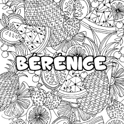Coloring page first name BÉRÉNICE - Fruits mandala background