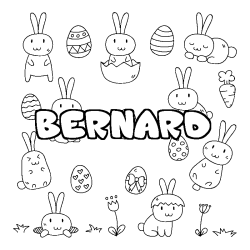 Coloring page first name BERNARD - Easter background