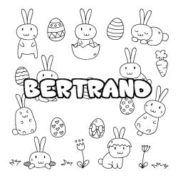 Coloring page first name BERTRAND - Easter background