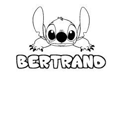 Coloring page first name BERTRAND - Stitch background