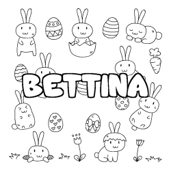 Coloring page first name BETTINA - Easter background