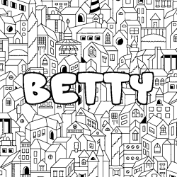 Coloring page first name BETTY - City background