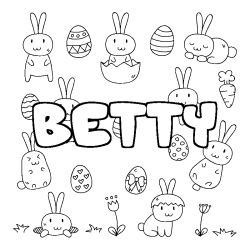 Coloring page first name BETTY - Easter background