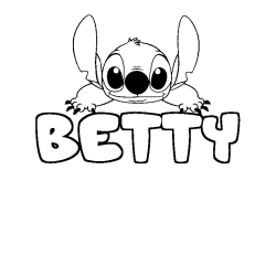 Coloring page first name BETTY - Stitch background