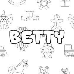 Coloring page first name BETTY - Toys background