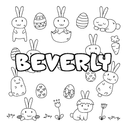 Coloring page first name BEVERLY - Easter background