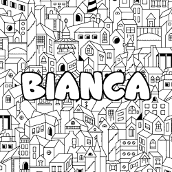Coloring page first name BIANCA - City background