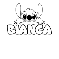 Coloring page first name BIANCA - Stitch background