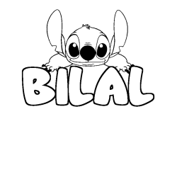 Coloring page first name BILAL - Stitch background